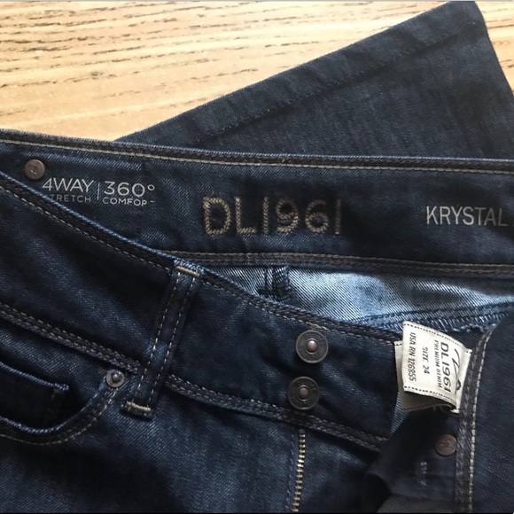 Long dark wash denim boot cut jeans size 24 - Picture 3 of 3